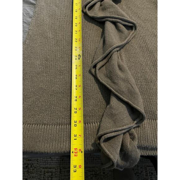 The Limited Taupe Ruffle Front Open Knit Cardigan Sweater Women’s Medium - Picture 7 of 8